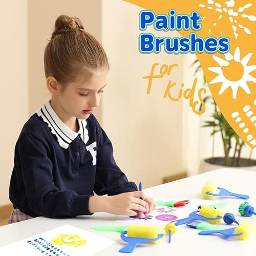 YGDZ Kids Paint Brushes, 12 Pack Washable Painting Brushes for Toddlers Kids Early Learning Toys Foam Roller Sponge Arts Crafts Gift thumbnail 7