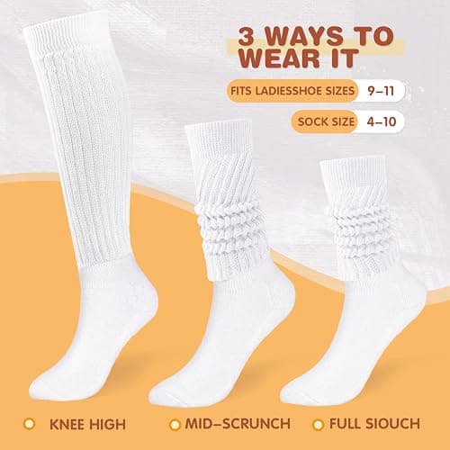Buauty Slouch Socks for Women, Soft Extra Long Chunky Scrunch Knee High Sock Winter Knit Slouchy Socks leg warmmers thumbnail 5