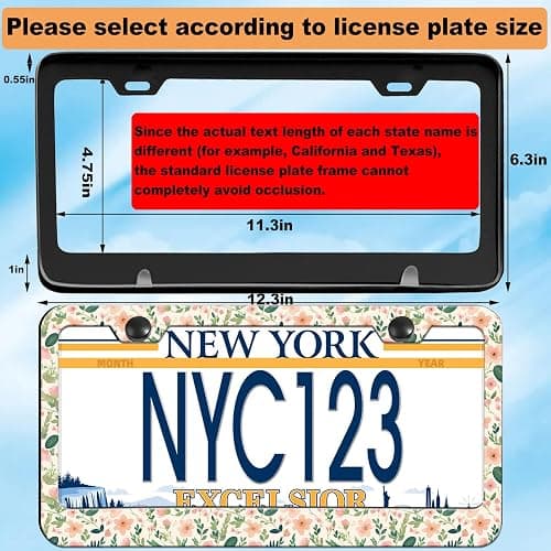 2-Pack Cute Pink Floral Green Leaves License Plate Frames for Women, 2 Holes Pink Flower and green foliage License Plate Holder, Floral License Plate Cover fits US Vehicles with Keychain Wrist Lanyard thumbnail 2
