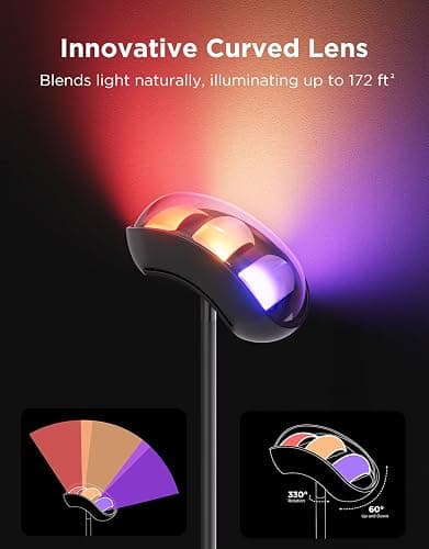 Govee Torchiere Floor Lamp for Living Room Bedroom, 67" Modern Standing Lamp Compatible with Matter & Alexa, RGBIC Corner Light with LuminBlend Technology, Music Sync, Scene Modes, 172 ft² Light Area thumbnail 3