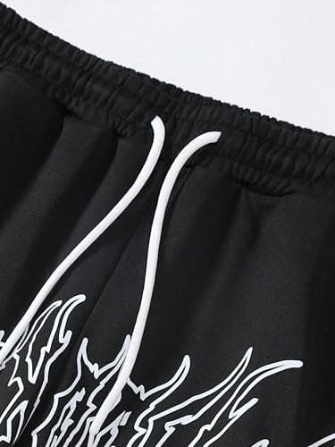 WDIRARA Men's Graphic Printed Stacked Sweatpants Flared Leg Y2K Drawstring Waisted Casual Jogger Pants with Pockets thumbnail 4