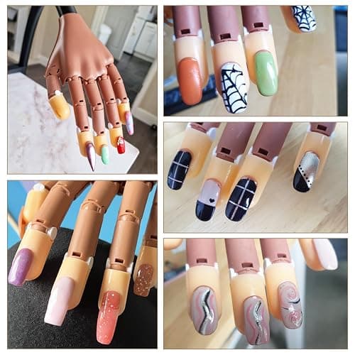 Flexible Nail Practice Hand with 200Pcs White/Clear Nail Tips,Practice Hand for Acrylic Nails,Nail Art Hand Tools for Nail Art Designs and Nail Extension Exercises to Show off your Nail Work thumbnail 7