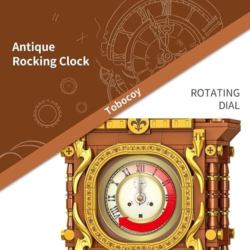Vintage Swing Clock Building Blocks Set – 751 PCS Real Working Mechanical Clock with Alarm, Moving Pendulum & Rotating Dial, Retro Steampunk Decor Gift for Adults & Teens, Compatible with Lego Sets thumbnail 4