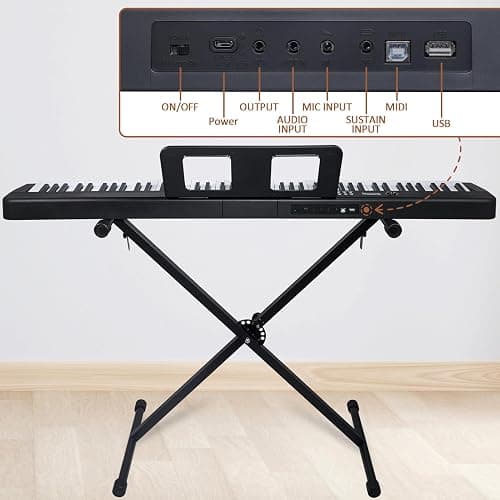 88 Key Piano Keyboard, Electric Digital Piano with Semi Weighted Keys, Keyboard Piano with Sustain Pedal, Power Supply, Stand, Carrying Case, Headphones, USB-MIDI Compatibility, for Beginner Adults thumbnail 4
