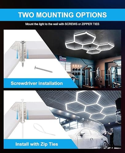 Garage Lights Hexagon led Lights DIY Ceiling LED Shop Light 91630LM for Basement Warehouse Workshop Barbershop Car Care Wash Room Auto Beauty Gym Exhibition Hall 14 Grids with Rectangle Frame 6500K thumbnail 9