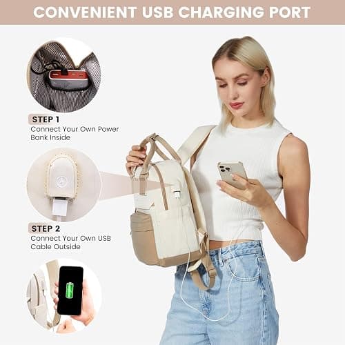 LOVEVOOK Mini Backpack for Women Stylish Waterproof Backpack Purse with USB Port, Cute Bookbag for College School Travel thumbnail 4