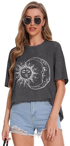Womens Oversized Tshirt Graphic Tees Crew Neck Summer Short Sleeve Loose Fit Tops thumbnail 7
