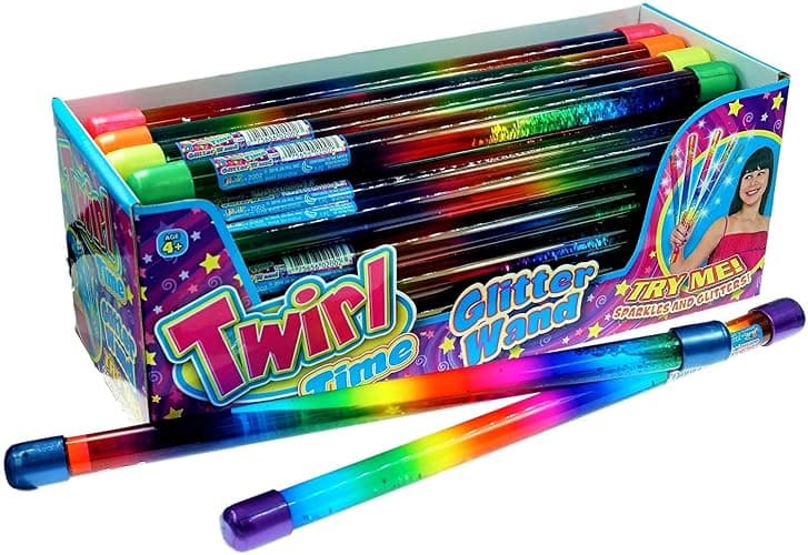 JA-RU Glitter Baton Wand (2 Units) Magic Fairy Rainbow Colors Wands Toys for Girls and Kids Princess Decorations Party Favors Twirling Cheerleader Dance Baton. Plus 1 Sticker 2002-2s thumbnail 5