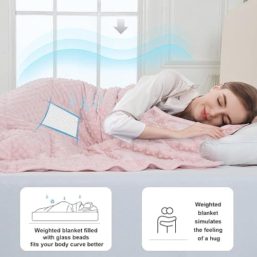 Alomidds Weighted Blanket, Luxury Velvet Weighted Blankets for Adults,Warm and Breathable Soft and Comfort Minky, Heavy Blanket with Premium Glass Beads (48"x72",20lbs Twin Size - Pink) thumbnail 5