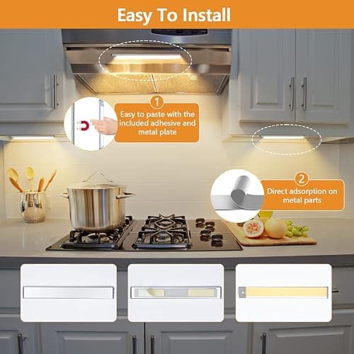 YANEGRT Under Cabinet Lights, Dimmable 60 LED Motion Sensor Light Indoor 2 Pack- Wireless USB Rechargeable, 3 Color Magnetic Closet Light for Kitchen, Wardrobe Storage thumbnail 6