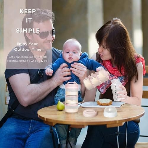 Termichy Stackable Formula Dispenser Portable Milk Powder Container, 2 Pack (Light Pink) thumbnail 2