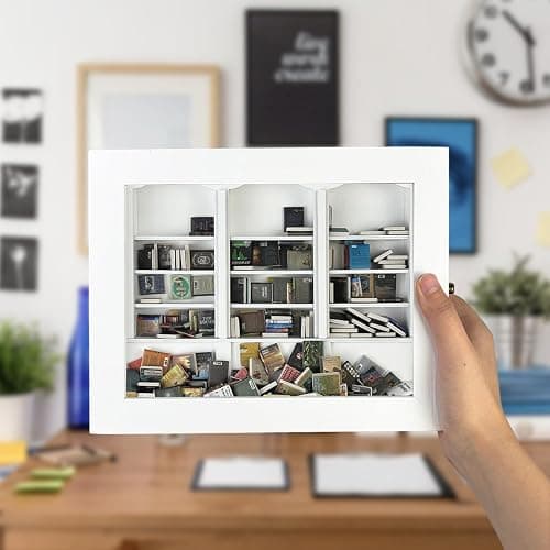 SIHPTO Anxiety Mini Bookshelf Decoration Box with 300pcs Mini Books，Miniature Library for Book Lovers for Family and Friends，End of Year Gifts for Children thumbnail 2