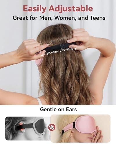 3D Weighted Sleep Mask for Women: 100% Light Blocking - Night Shift Nurse Essentials, Road Trip Travel & Long Flight, College Dorm Essentials for Girls - Lash-Friendly, Zero Eye Pressure, Pink thumbnail 5
