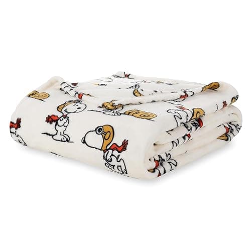 Berkshire Blanket Peanuts® VelvetLoft® Cute Character Snoopy Plush Blanket,The Flying Ace,Full/Queen 90 in x 90 in (Official Peanuts® Product) - Image 1