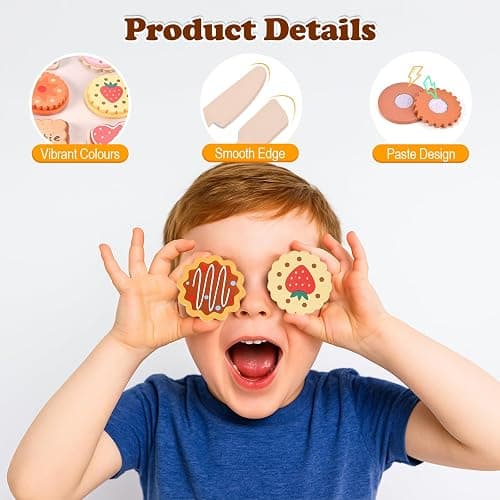 Wooderma Wooden Toys, Slice and Bake Cookie 30 Pcs, Wooden Play Food | Toy Kitchen Accessories, Tea Set for Toddlers, Role Play Toys for 3+ Year Old, Christmas, Birthday, Festival Gift thumbnail 6