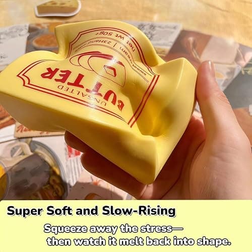 Slow Rising Butter Squishy Toy, Super Soft Butter Stick Slow Rise Squishy, Sticky Butter-Shaped Stress Toys, Realistic Food Squeeze Fidget Toys for Relief Anxiet-y , Squeeze Fidget Toy for Kids thumbnail 8