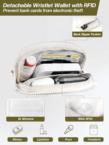 Tiostep Clip and Go Strap for Phone with Wallet Crossbody Phone Lanyard Adjustable and Detachable RFID Wristlet Wallet (Cream, Medium) thumbnail 5