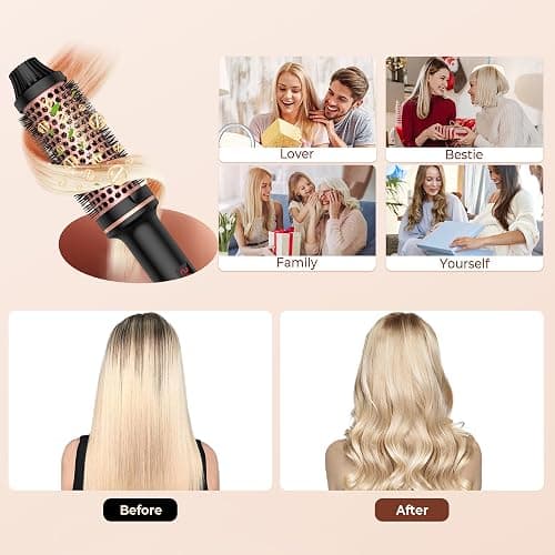 Thermal Brush, 38mm Ionic Thermal Brushes Round Brush, Double PTC Heated Curling Iron Temp 120-200°C, Heat Brushs, Volumative Therma Brushes, Create Root Volume & Loose Curls thumbnail 8
