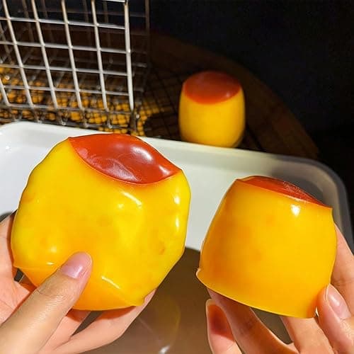 Crunchy Squishy Stress Ball Caramel Pudding Style | Slow Rising Sensory Squeeze Toy Crunchy Bead Filled ASMR Anxiety Relief Relax for Stress Relief Stretchy Desk Toy thumbnail 3