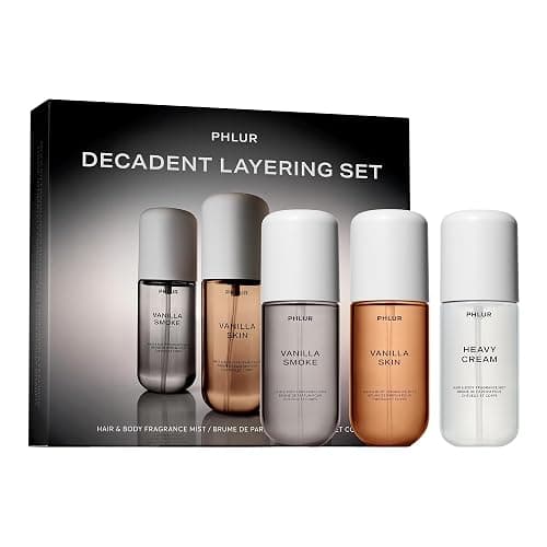 PHLUR Decadent Layering Set ($75 Value) - Travel Size Body Mist Gift Set - Vanilla Smoke, Vanilla Skin, & Heavy Cream - Fragrance Mist Trio (3 x 3 fl oz) - Image 1