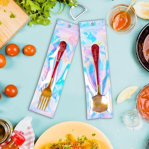 ANZNKU 100 PACK 2.7" x 9" Pen Bags Holographic Bags, Pen Packaging Bags Resealable Smell Proof Bags for Party Favor Food Storage, Cosmetics, Jewelry Packaging Candy Lipgloss Packaging thumbnail 2