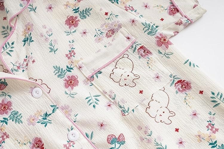 Vopmocld Big Girls Button Down Sleepwear Short Sleeve With Shorts 2PCS Pajama Sets Casual Lapel Loungewear Patterns Printed thumbnail 4