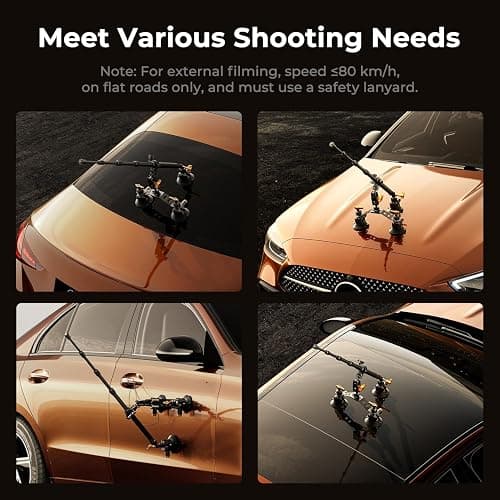K&F CONCEPT Triple Suction Cup Car Mount for Camera, Heavy Duty 3-in-1 Kit | 15° Curved Surface Adjustment, Extension Pole & Phone Holder, Compatible with Insta360 X5/X4 GoPro DJI Action, MS44 thumbnail 7