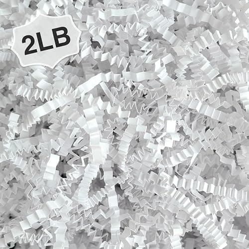 Corlcol 2LB Crinkle Cut Paper Shred Filler for Bag Gift Box Basket Confetti Paper Shreded Stuffing Decoration for Valentine's Day Holiday Party(White) - Image 1