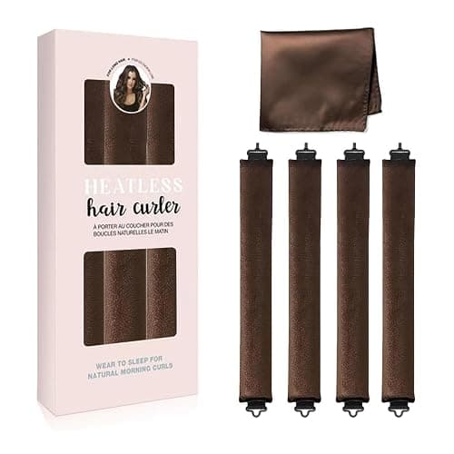 ZKSM Heatless Curls Overnight Hair Curlers to Sleep in,Heatless Hair Curler Velvet, Overnight Blowout Rods Heatless Curls for Short Long Hair All Hair Types Styling Tools Brown(4PCS) - Image 1