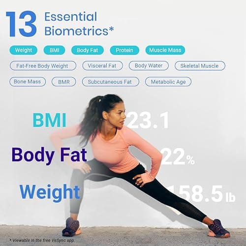 Etekcity Smart Scale for Body Weight and Fat Percentage, Digital Bathroom Accurate Weighing Machine for People's BMI Muscle, Bluetooth Electronic Body Composition Monitor Syncs with App, 400lb, White thumbnail 3