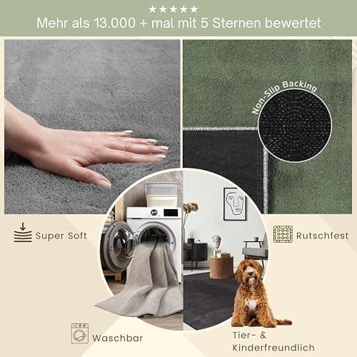 the carpet Relax kuscheliger Kurzflor Teppich, Anti-Rutsch Unterseite, Waschbar bis 30 Grad, Super Soft, Felloptik, Anthrazit, 120 x 160 cm thumbnail 9