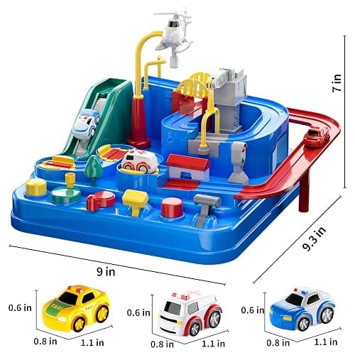 TEMI Kids Race Track Toys with 3 Mini Cars - Puzzle Rail Car Adventure Playset for 3-7 Year Old Boys and Girls thumbnail 2
