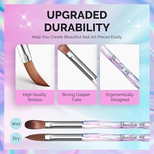 MelodySusie 4Pcs Acrylic Nail Brush Set, Size 8/10/12/14/ Professional Nail Brushes for Acrylic Application Acrylic Powder Nail Extension and 3D Nail Carving for DIY Home Salon Nail Art Manicure Tool thumbnail 5