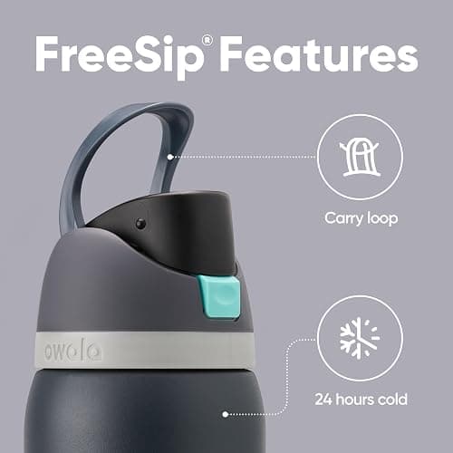 Owala FreeSip Insulated Stainless Steel Water Bottle with Straw for Sports and Travel, BPA-Free, 32oz, Foggy Tide thumbnail 5