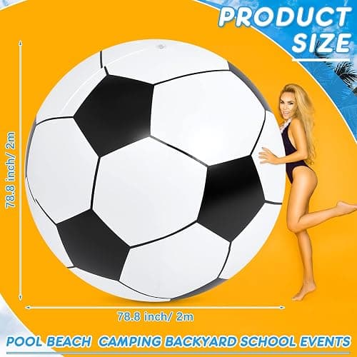 Lewtemi Big Inflatable Giant Soccer Ball Large Inflatable Beach Sport Ball Pool Party Decoration Toys Oversized Jumbo Beach Toy for Pool Water Sports Games thumbnail 2