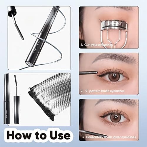 JUDYDOLL 3D Curling Eyelash Iron Mascara -Waterproof, Contains Fibers for Lengthening, Ultra Fine Tip to Apply without Clump, Smudge-Proof, Iron Wand Tubing Mascara(6°Precision Design#01Black, 0.07oz) thumbnail 7