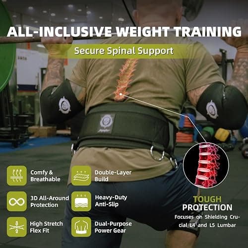 2-in-1 Weightlifting Belt & Dip Belt with Chain for Added Weight Training,Weightlifting, Squats, Deadlifts,Powerlifting for Men & Women thumbnail 3