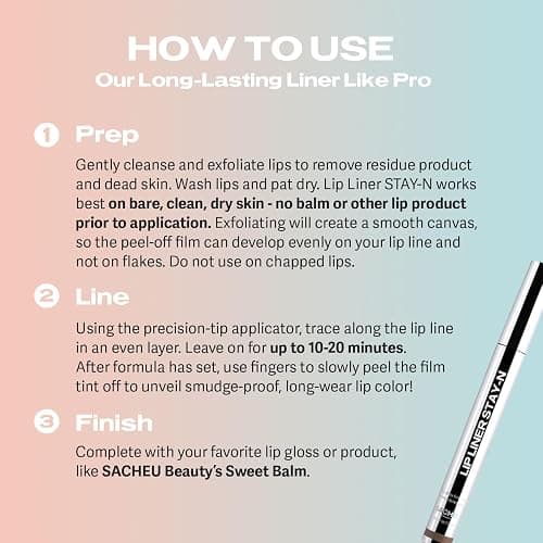 Sacheu Lip Liner STAY-N Peel Off Lip Stain — Long Lasting Matte Lip Tattoo Transfer Proof Lipstain Infused with Hyaluronic Acid & Vitamin E for All Skin Types — Vegan & Cruelty-Free, Original Bundle thumbnail 4