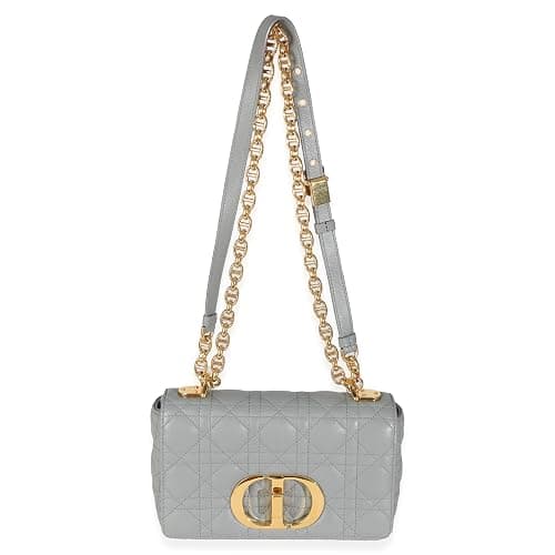 Dior, Pre-Loved Blue Supple Calfskin Small Caro Chain Bag, Blue, Gray thumbnail 5