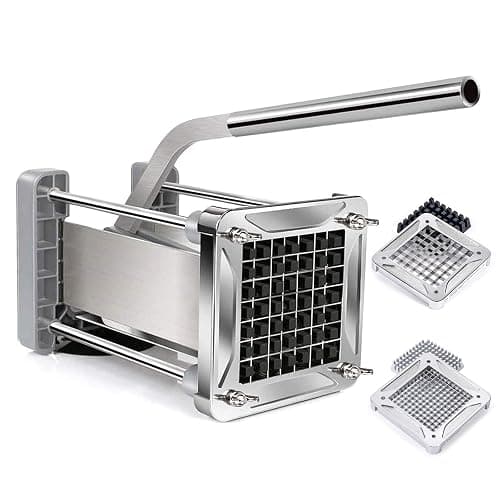 French Fry Cutter, Sopito Professional Potato Cutter Stainless Steel with 1/2-Inch and 1/4-Inch Blade Great for Potatoes Carrots Cucumbers - Image 1