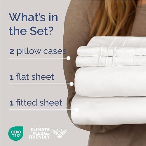 Full Size 4 Piece Sheet Set - Breathable & Cooling Sheets - Antique White | Hotel Luxury Bed Sheets for Women & Men, Deep Pockets, Easy-Fit, Extra Soft and Wrinkle Free Sheets, Oeko-Tex Bed Sheet Set thumbnail 2