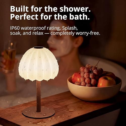 Hifree Rechargeable Waterproof Shower Lamp, IP65 Cordless Touch Dimmable Small Desk Light for Inside Shower, 4500mAh Battery Operated Color Changing Table Lamp for Bathroom, Bedroom, Outdoor thumbnail 3
