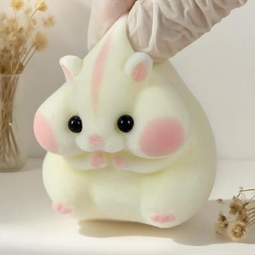 Handmade Taba Squishy Hamster Toy, Cute Squishy Hamster Fidget Toy, Realistic Hamster Toy, Soft Silicone Mochi Furry Toy, Stress Relief Gift for Adults & Kids, Sensory Anxiety Plushie (White) thumbnail 8