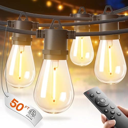 addlon 50FT LED Outdoor String Lights with Edison Shatterproof Bulbs, Weatherproof Strand, Commercial Grade Patio Lights, Decorative for Garden or Patio, Black - Image 1