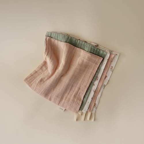mushie Muslin Organic Cotton Washcloths 5-Pack (Pink Flowers Combo) | Soft Wipes for Baby Cleanups and Bathing thumbnail 5