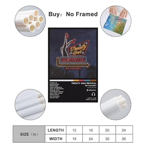WEIPBART Treaty Oak Revival - No Vacancy Album Cover Canvas Poster Print Music Posters for Room Aesthetic Gift Unframe-style12x18inch(30x45cm) thumbnail 2