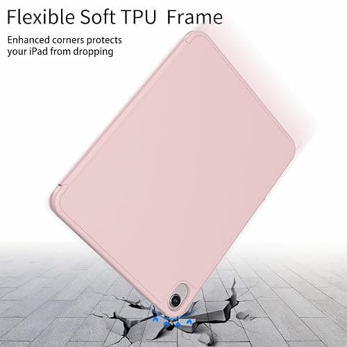 Kenke for iPad 11/10th Gen Case with Pencil Holder 11/10.9 inch 2025 A16/2022, Soft TPU Back Shell Hybrid Slim Trifold Stand Protective Cover Support Touch ID Auto Wake/Sleep (Pink) thumbnail 5