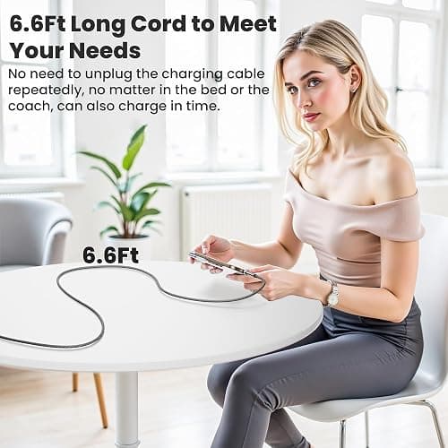 90 Degree iPhone Charger Swivel Head Cable - 6.6FT Rotating Lightning Charging Cable Nylon Braided 180 & 360 Degree Right Angle Swivel Lightning Cord with Fast Charging, Data Sync, CarPlay for iPhone thumbnail 7