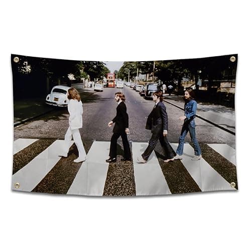 Musical Artist Flag Beatles-Abbey Road Album Cover Funny Poster Durable Man Cave Wall Flag with Brass Grommets 3x5 Feet Tapestry for College Dorm Room Decor,Outdoor,Bedroom, Parties gifts, travel, filming,events,festivals.. - Image 1