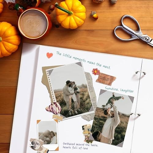 Vienrose Photo Album Scrapbook, 3 Ring 12" x 12" Linen Cover Kraft Paper Memory Book with 50 Sheets 100 Pages, Scrapbook Set for Wedding, Anniversary, Family, Travel, Beige thumbnail 6